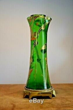 VASE EMAILLE ancien vase émaillé 1900, style art nouveau Montjoye Legras