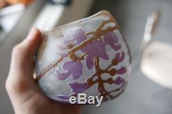 Vase En Pte De Verre Époque Art Nouveau Signé Legras À Décors Floral