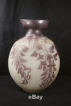 Vase En Pte De Verre Signé Gallé En Forme De Gourde Art Nouveau Majorelle Daum