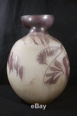 Vase En Pte De Verre Signé Gallé En Forme De Gourde Art Nouveau Majorelle Daum