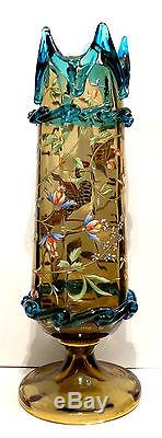 Vase Galle En Verre Emaille Signe E. Galle Nancy Art Nouveau 1900 No Daum