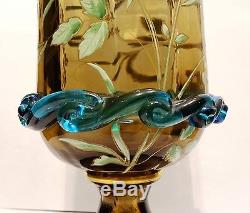 Vase Galle En Verre Emaille Signe E. Galle Nancy Art Nouveau 1900 No Daum