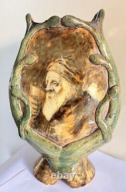 VASE GRES DE DALPAYRAT A LA GRENADE H 33 FIN XIXème ART NOUVEAU BOURG LA REINE