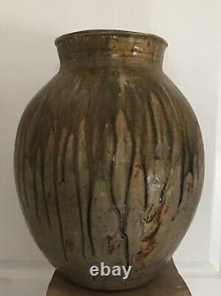 VASE Grand Pot Lucien ARNAUD St AMAND GRÈS En PUISAYE 1920 Art Nouveau 39 Cm
