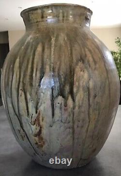 VASE Grand Pot Lucien ARNAUD St AMAND GRÈS En PUISAYE 1920 Art Nouveau 39 Cm