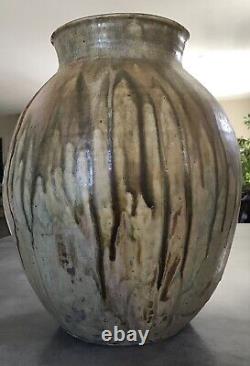 VASE Grand Pot Lucien ARNAUD St AMAND GRÈS En PUISAYE 1920 Art Nouveau 39 Cm