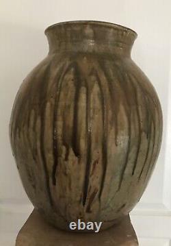 VASE Grand Pot Lucien ARNAUD St AMAND GRÈS En PUISAYE 1920 Art Nouveau 39 Cm
