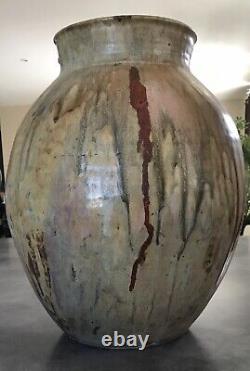 VASE Grand Pot Lucien ARNAUD St AMAND GRÈS En PUISAYE 1920 Art Nouveau 39 Cm
