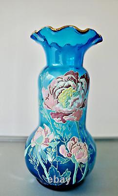 VASE LEGRAS EN VERRE ÉMAILLÉ ÉPOQUE 1900 ART NOUVEAU 28,5 cm