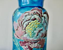 VASE LEGRAS EN VERRE ÉMAILLÉ ÉPOQUE 1900 ART NOUVEAU 28,5 cm