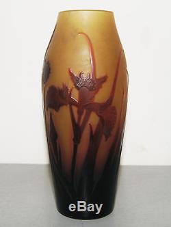 Vase Pate De Verre Art Nouveau Grave A L'acide Signe D'argental (paul Nicolas)