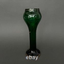 Vase 1900 Art Nouveau fond vert émail doré naturaliste M3286