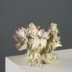 Vase Ancien Art Nouveau Coquille Porcelaine XIXe-XXe Siècle Original