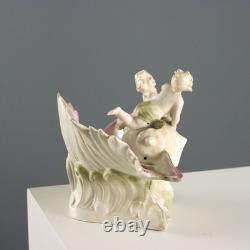 Vase Ancien Art Nouveau Coquille Porcelaine XIXe-XXe Siècle Original