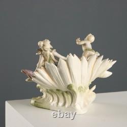 Vase Ancien Art Nouveau Coquille Porcelaine XIXe-XXe Siècle Original