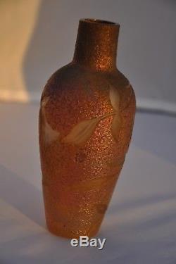Vase Ancien Art Nouveau Pate De Verre Irise Iridiscent Glass