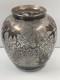 Vase Ancien émaillé argent- Art Nouveau Décor fourni chat, écureuil, oiseau