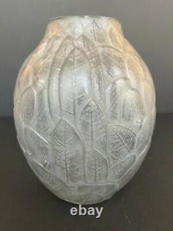 Vase André Hunebelle Art nouveau aux feuilles mortes patine grise