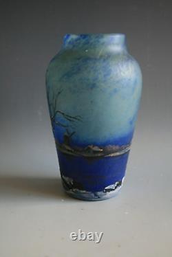 Vase Antique Art Nouveau En Verre Delatte Delatte A L'acide