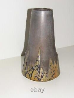 Vase Antique Important Ceramique Lustree Signe Clement Massier Decor Flammee