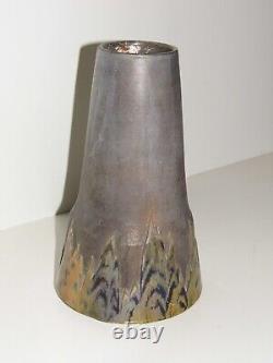 Vase Antique Important Ceramique Lustree Signe Clement Massier Decor Flammee