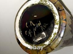 Vase Antique Important Ceramique Lustree Signe Clement Massier Decor Flammee