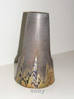 Vase Antique Important Ceramique Lustree Signe Clement Massier Decor Flammee