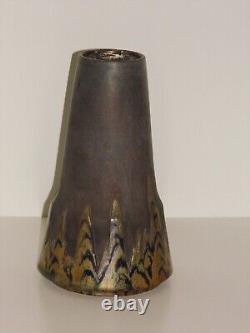 Vase Antique Important Ceramique Lustree Signe Clement Massier Decor Flammee