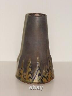 Vase Antique Important Ceramique Lustree Signe Clement Massier Decor Flammee