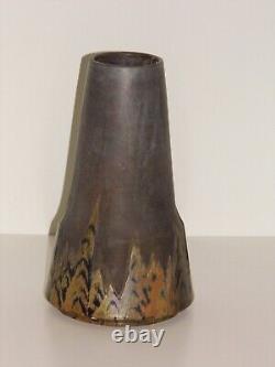 Vase Antique Important Ceramique Lustree Signe Clement Massier Decor Flammee