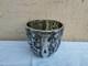 Vase Art Nouveau Américain En Verre Fumé Avec Décorations Argent Titulaire 925