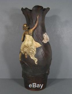 Vase Art Nouveau Bernhard Bloch / Vase Art Nouveau En Terre Cuite Femme Fleur