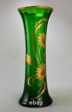 Vase Art Nouveau En Cristal Doré Legras Montjoye à Saint Denis 1900