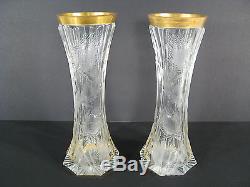 Vase Art Nouveau En Cristal Taille / Paire De Vases 1900 / Vase Art Nouveau