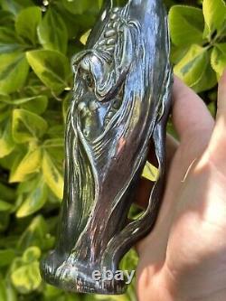 Vase & Art Nouveau & Femme Sortant D'un Épis De Mais & Métal Argenté
