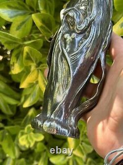 Vase & Art Nouveau & Femme Sortant D'un Épis De Mais & Métal Argenté