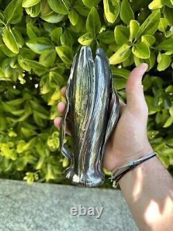 Vase & Art Nouveau & Femme Sortant D'un Épis De Mais & Métal Argenté
