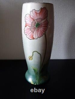 Vase Art-Nouveau Fives-Lille décor fleur de pavot