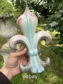 Vase Art Nouveau Fleur De Lys En Céramique & Royaliste & France