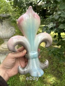 Vase Art Nouveau Fleur De Lys En Céramique & Royaliste & France