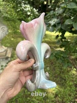 Vase Art Nouveau Fleur De Lys En Céramique & Royaliste & France