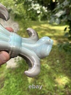 Vase Art Nouveau Fleur De Lys En Céramique & Royaliste & France
