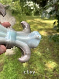 Vase Art Nouveau Fleur De Lys En Céramique & Royaliste & France