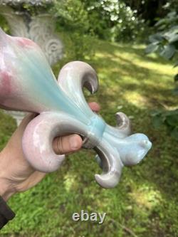 Vase Art Nouveau Fleur De Lys En Céramique & Royaliste & France