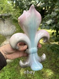 Vase Art Nouveau Fleur De Lys En Céramique & Royaliste & France
