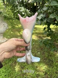 Vase Art Nouveau Fleur De Lys En Céramique & Royaliste & France