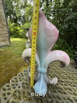 Vase Art Nouveau Fleur De Lys En Céramique & Royaliste & France
