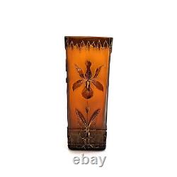 Vase Art Nouveau Iris verre de Bohême gravé à l'acide Harrachov Jugendstil 1900