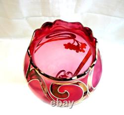 Vase Art Nouveau Verre Emaille Doré Jugendstil 1900