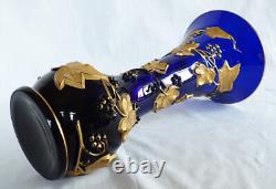 Vase Art Nouveau cristal de Baccarat bleu cobalt